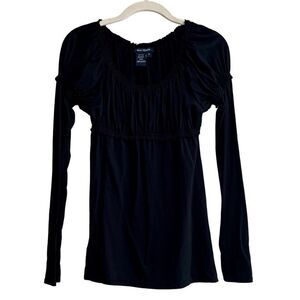Max Edition Women’s Black Frill Ruffle Long Sleeve Blouse Small